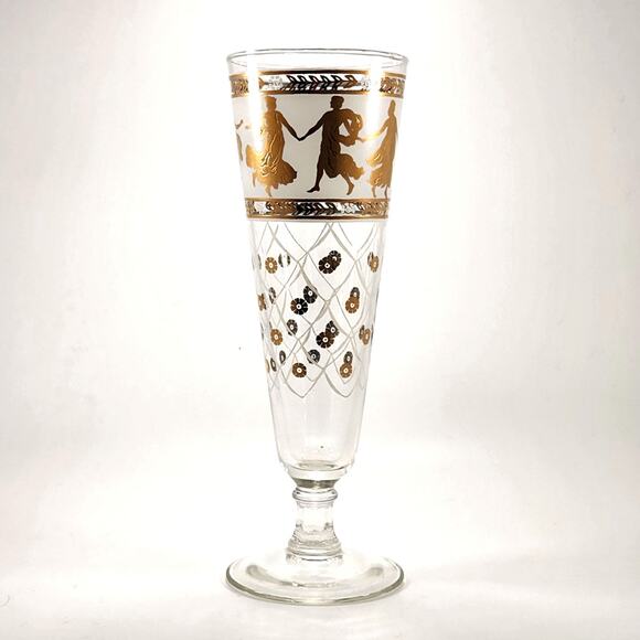 Set of 4 Vintage Aldon Greek Goddess Gold Atomic Barware Pilsner Glasses | MCM - Picture 5 of 12